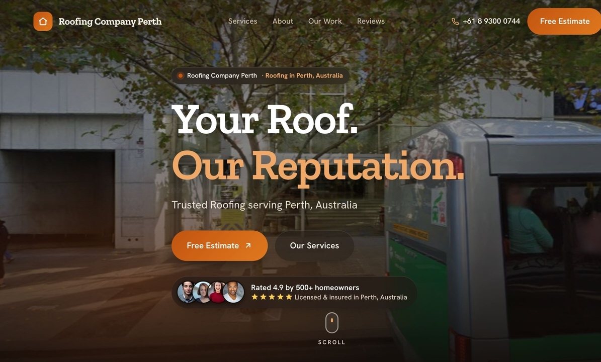 A real website LocalSiteHero built for Roofing Company Perth